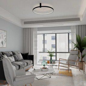 LED mennyezeti lámpa RING S 34W/230V 3000/4000/6000K, átmérő 60 cm, fekete