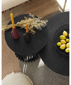 Irune fekete teakfa dohányzóasztal, ⌀ 80 cm - Kave Home