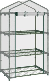 Outsunny 3-Szintes Kerti Üvegház 3 Polccal és 1 Cipzáras Ajtóval Virágok és Zöldségek Ültetéséhez 69x49x125 cm Átlátszó | Aosom