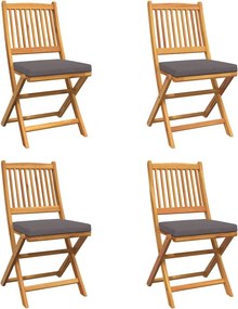 vidaXL Összecsukható szék 4 pcs Szürke 49 x 57.5 x 92cm Tömör akácfa
