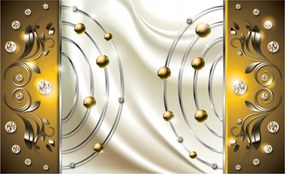 Fotótapéta Arany Fémes Gyémántok Ezüst Hullámok Luxus 208x146 +ragasztó