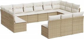 vidaXL 13 részes bézs polyrattan kerti ülőgarnitúra párnákkal