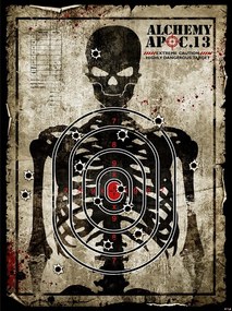 Vinyl fotótapéta 184x254 Katonaság Csontváz a lőtéren +ragasztó