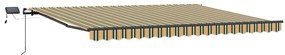 Kézi behúzható napellenző LED Zöld és Sárga 400x350 cm