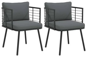 2 db fekete polyrattan kerti szék párnával