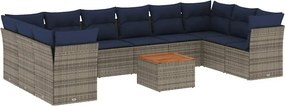 vidaXL 11 részes szürke polyrattan kerti ülőgarnitúra párnákkal