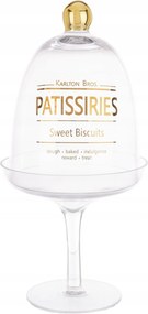 Üveg tárolóedény arany fedővel, tortatál lábon süteményekhez, Cukorka, élelmiszerekhez