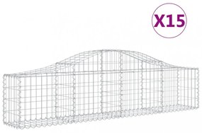 15 db íves horganyzott vas gabion kosár 200x30x40/60 cm