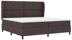 Boxspring Ágy Matrac Kárpitozott Sötétbarna, 200x200 cm