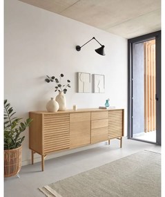 Natúr színű alacsony komód tölgyfa dekorral 200x86 cm Lenon – Kave Home
