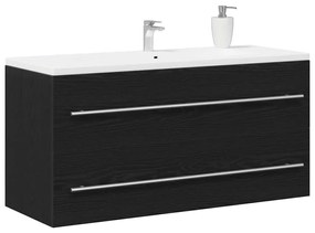 Fekete tölgy szerelt fa mosdószekrény 100x38,5x48 cm