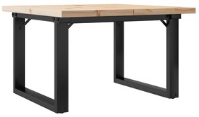 tömör fenyőfa és acél O-vázú dohányzóasztal 70x70x40,5 cm
