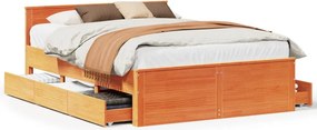 vidaXL barna tömör fenyőfa fejtámlás ágykeret matrac nélkül 150x200 cm