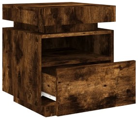 2 db sonoma tölgy éjjeliszekrény LED-fényekkel 40x39x48,5 cm