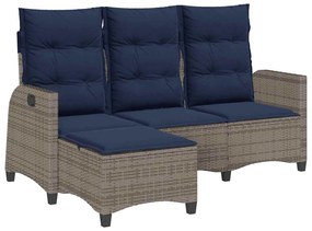 L-alakú szürke polyrattan fekvő kerti kanapé párnákkal