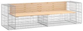 tömör fenyőfa gabion kerti pad 244x71x65,5 cm