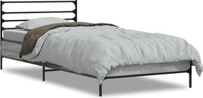 vidaXL sonoma tölgyszínű szerelt fa és fém ágykeret 75 x 190 cm