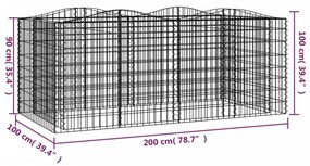 Íves horganyzott vas gabion magaságyás 200 x 100 x 100 cm