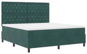 Boxspring Ágy Mattal Sötét Zöld Szuper Király Bársony