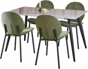 Étkezőasztal kerámia asztallappal és 4 székkel, erdei zöld Wicklow