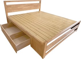 Franciaágy, 180x200, masszív fa, természetes, SHEILA
