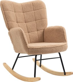 HOMCOM sherpa párnázott hintaszék – relax fotel nappaliba, barna | Aosom