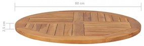 kerek tömör tíkfa asztallap 2,5 cm 80 cm