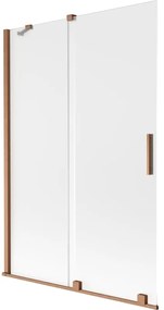 Mexen Velar, 2 szárnyas eltolható kádparaván 120 x 150 cm, 8 mm mattüveg, rézmatt, 896-120-000-31-65