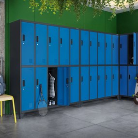 Fém öltözőszekrény 10 ajtóval BARTEK 1360 x 1720 x 450 mm, antracit-kék
