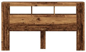antik fa színű szerelt fa LED-es fejtámla 180x18,5x103,5 cm