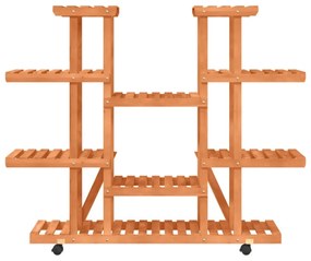 tömör fenyőfa virágtartó állvány kerekekkel 110 x 25 x 115 cm