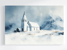 Vászonkép Canvas Izland Templom Kápolna Hó Tél Hegyek 60x40