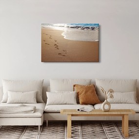 Kép - nyomok a homokban és a tenger (90x60 cm)
