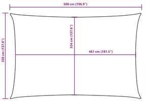 sárga téglalap alakú oxford-szövet napvitorla 3,5 x 5 m