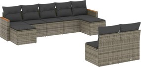 vidaXL 9 részes szürke polyrattan kerti ülőgarnitúra párnákkal