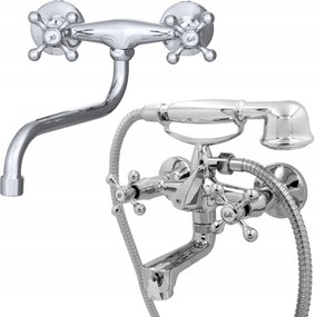 Fürdőszoba Szett Kádtöltő Csaptelep+retro Mosdó