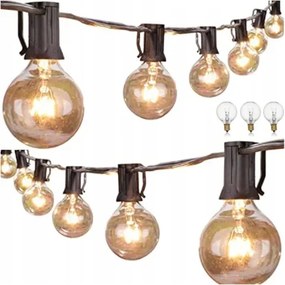 Girlanda Fényes Kerti Lámpák 30x Üveg Izzók Kerti Girland 9m