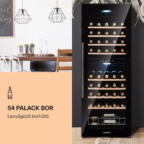 Klarstein Barossa 54 Duo, borhűtő, 148 liter,2 zóna, 54 palack, érintőképernyő