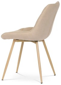 Elegáns Étkezőszék, krémszínű szövet, fém lábak, 3D tölgyfa dekoráció