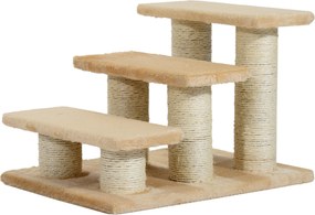 PawHut Kutya Lépcső 3 Lépcső 34 cm Magas Kiskutya Lépcső Macskák Számára Összecsukható Macskalépcső Kutya Rampa Bútorhoz, Ágyhoz, Kanapéhoz Krém | Aos