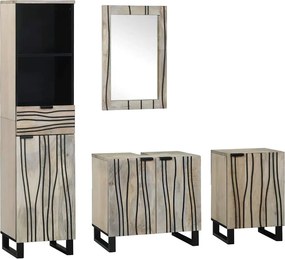 vidaXL Fürdőszoba bútor szett fiókkal 4 pcs Walnut barna Faanyag