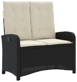 fekete polyrattan dönthető kerti pad párnával