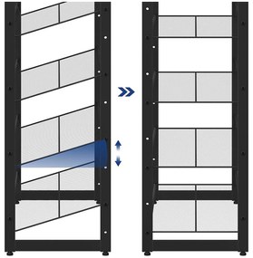 Egymásra rakható 12 szintes cipőtartó, állítható cipőspolc, fekete