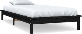 vidaXL fekete tömör fenyőfa ágykeret 90 x 200 cm