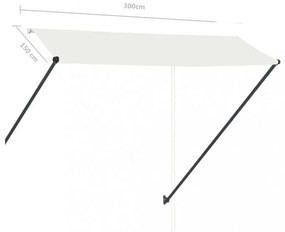 feltekerhető krémszínű napellenző LED-del 300 x 150 cm