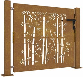vidaXL Corten acél, bambusz mintás kerti kapu 100x100 cm