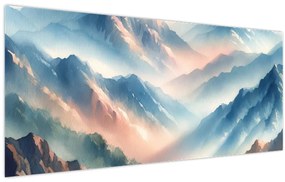 Kép - Akvarell hegyek (120x50 cm)