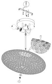 Eglo 95285 - Mennyezeti lámpa CLEMENTE 3xE27/60W/230V