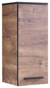 Barna függő fürdőszoba szekrény tölgyfa dekorral 30x72 cm Set 374 - Pelipal