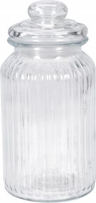 Üveg Tároló Fedéllel Átlátszó 1000 ml Bordázott Üveg